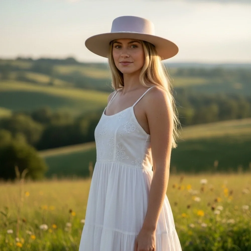 Anthropologie rare Wyeth wool pale lilac boater hat